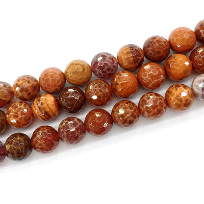 CAG16 Fire Agate Beads Faceted Round 14mm 15.5" Strand