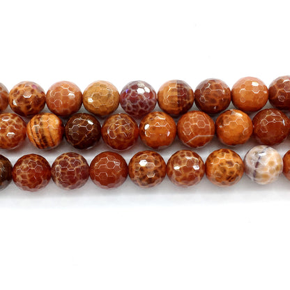 CAG16 Fire Agate Beads Faceted Round 14mm 15.5" Strand