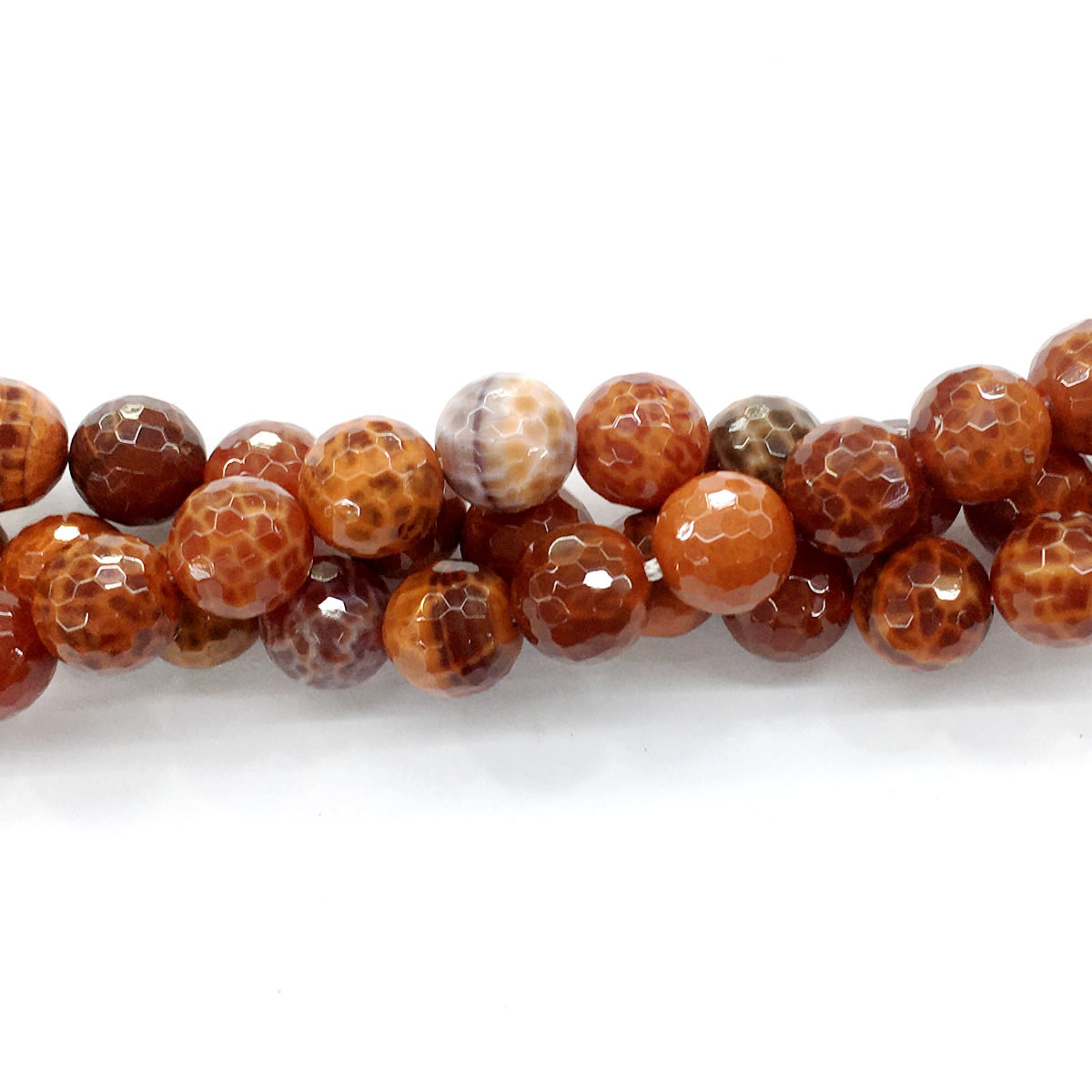 CAG16 Fire Agate Beads Faceted Round 14mm 15.5" Strand