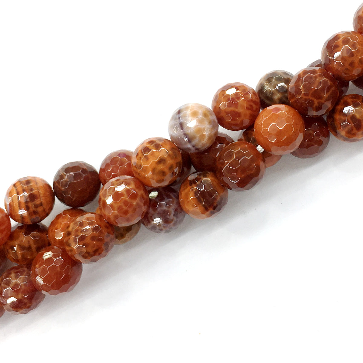 CAG16 Fire Agate Beads Faceted Round 14mm 15.5" Strand