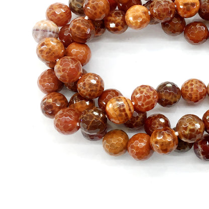 CAG16 Fire Agate Beads Faceted Round 14mm 15.5" Strand