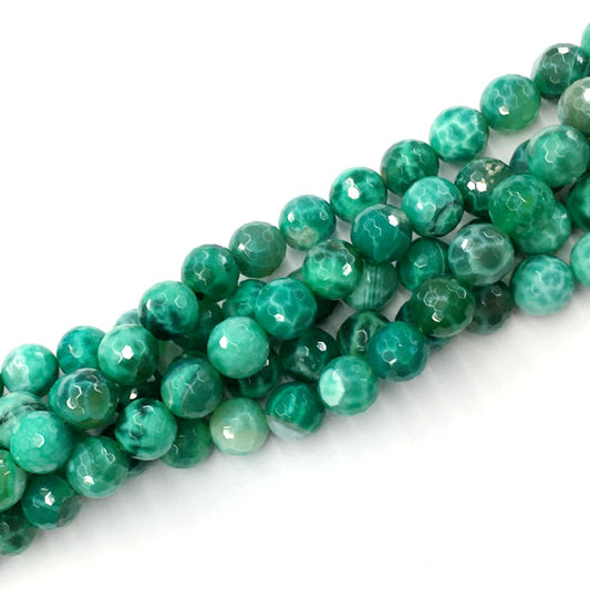 CAG33 Peafowl Agate Beads Faceted Round 10mm 15.5" Strand