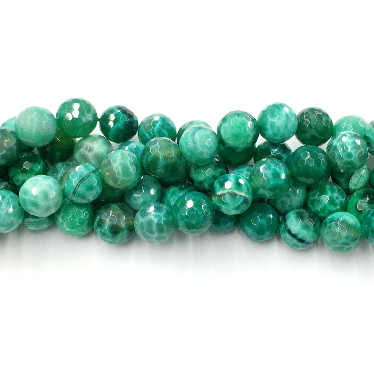 CAG34 Peafowl Agate Beads Faceted Round 12mm 15.5" Strand